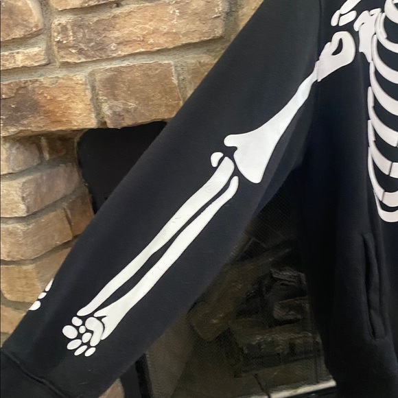 Original Deluxe Black Skeleton Hoodie w/ see through mesh eyes & pockets. Large - Picture 6 of 16